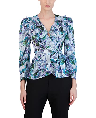 BCBG MAXAZRIA シルク カシュクール トップス BCBGMAXAZRIA Women's Long Sleeve Wrap Blouse Ruffle Tie Waist Top